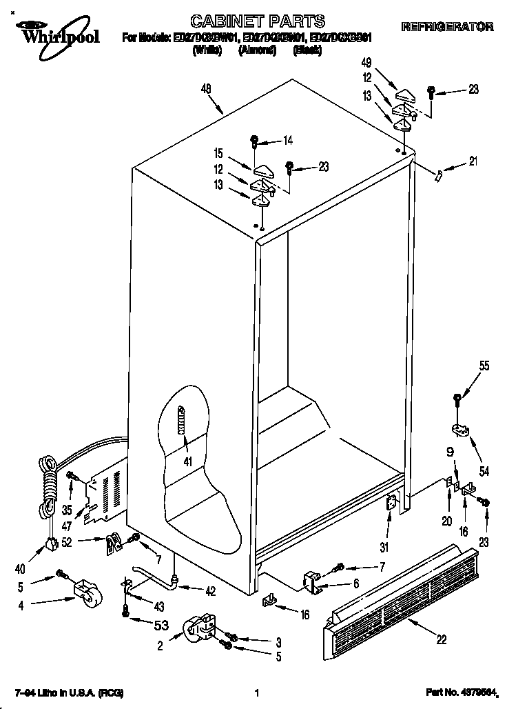 Whirlpool ED27DQXBN01 cabinet diagram