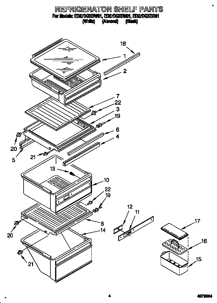 Whirlpool ED27DQXBN01 refrigerator shelf diagram