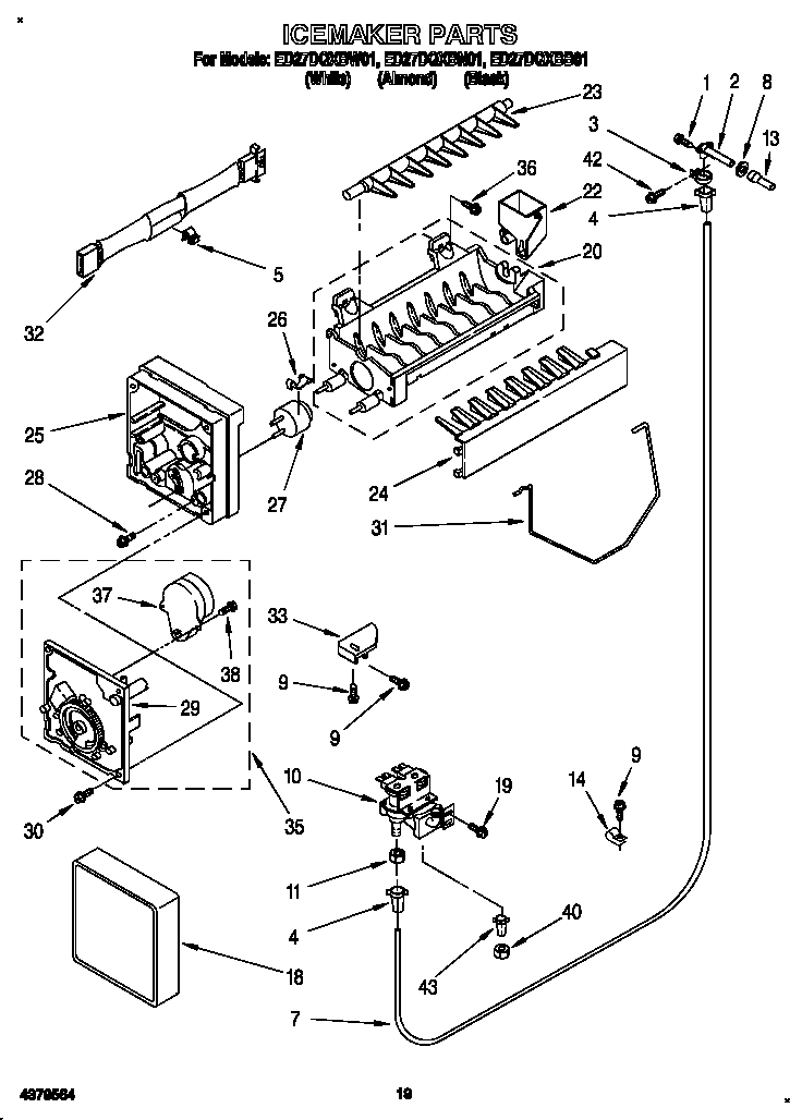 Whirlpool ED27DQXBN01 icemaker diagram