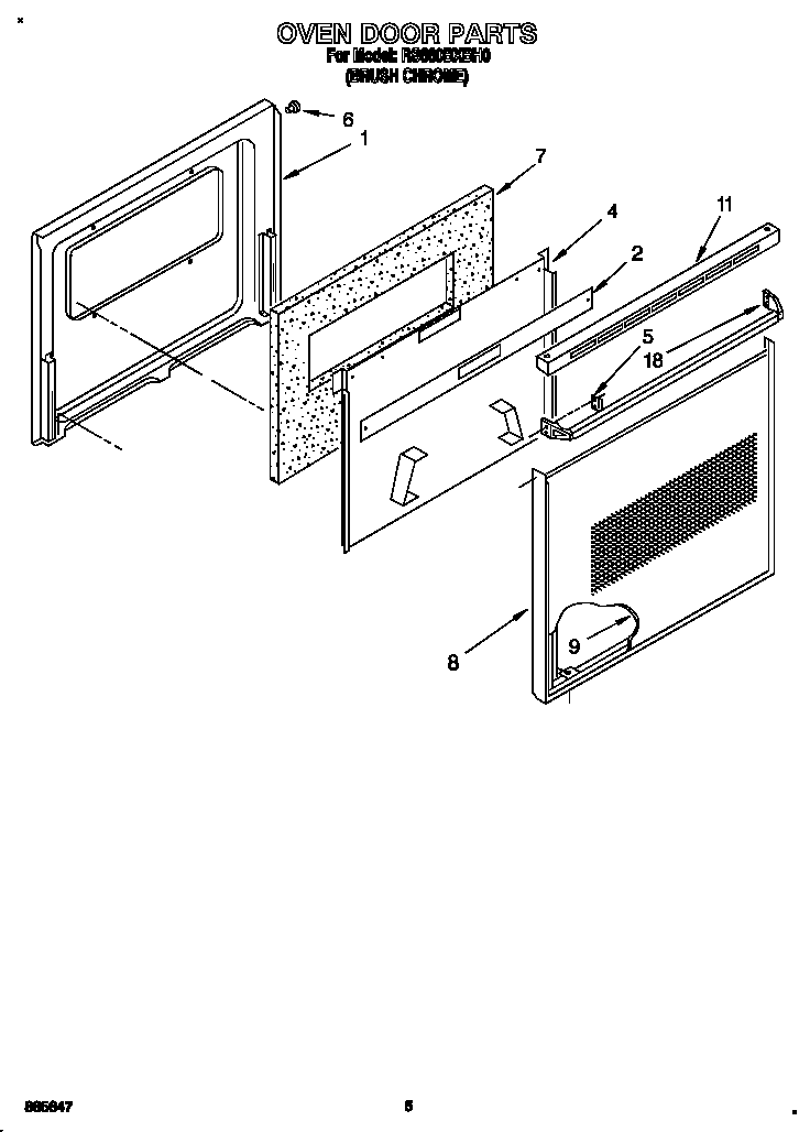 Whirlpool RS660BXBH0 oven door diagram