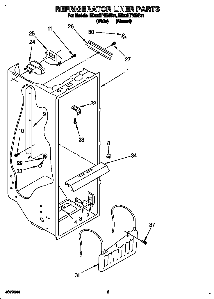 Whirlpool ED22HPXBW01 refrigerator liner diagram