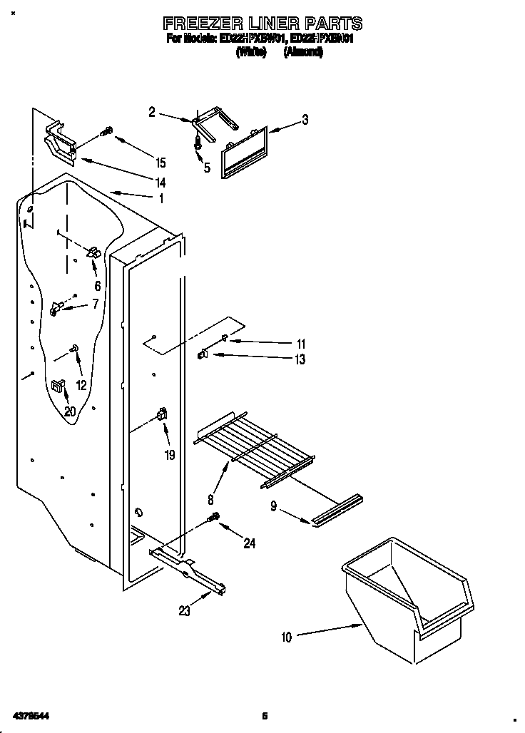 Whirlpool ED22HPXBW01 freezer liner diagram