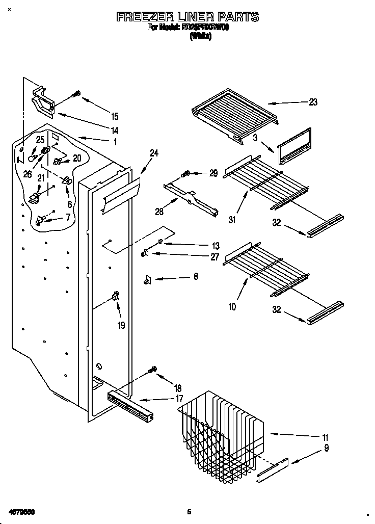 Whirlpool ED25PBXBW00 freezer liner diagram