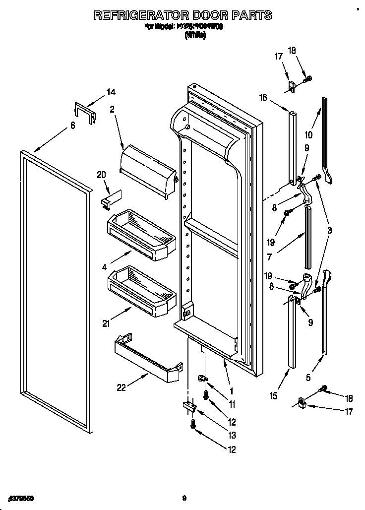 Whirlpool ED25PBXBW00 refrigerator door diagram