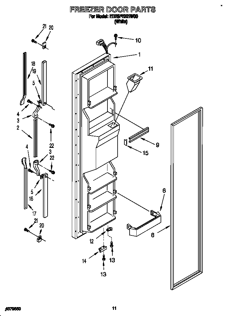 Whirlpool ED25PBXBW00 freezer door diagram