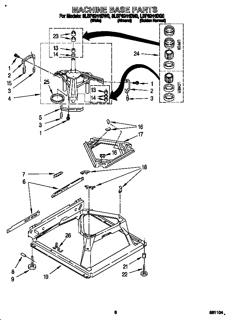 Whirlpool LSP6244BG0 machine base diagram