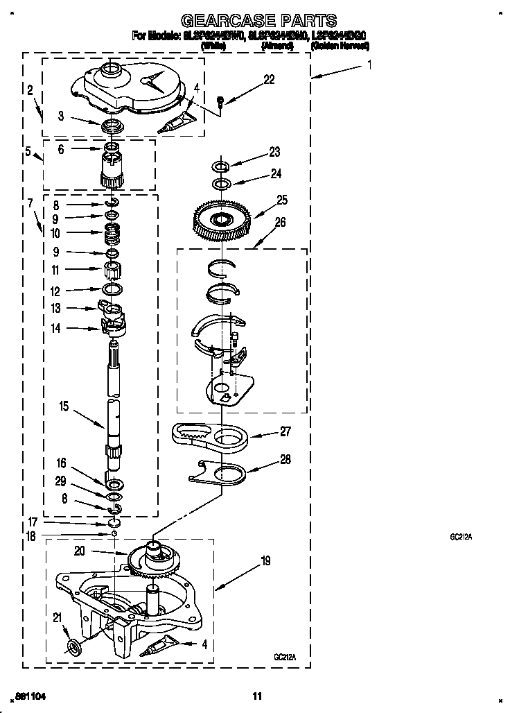 Whirlpool LSP6244BG0 gearcase diagram