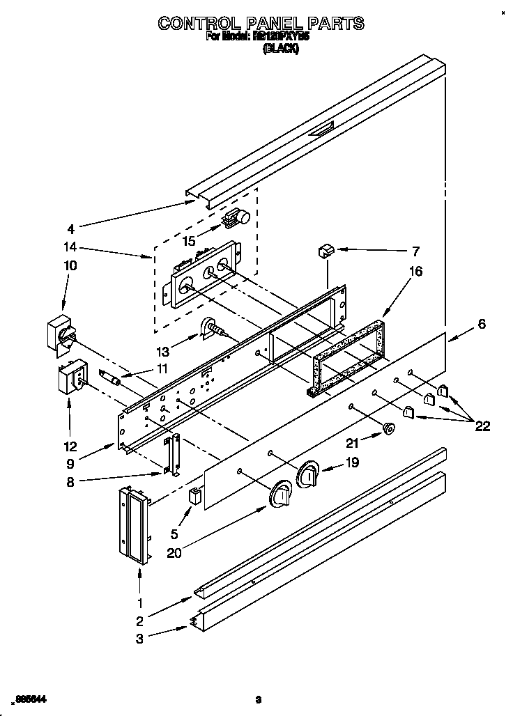 Whirlpool RB120PXYB5 control panel diagram