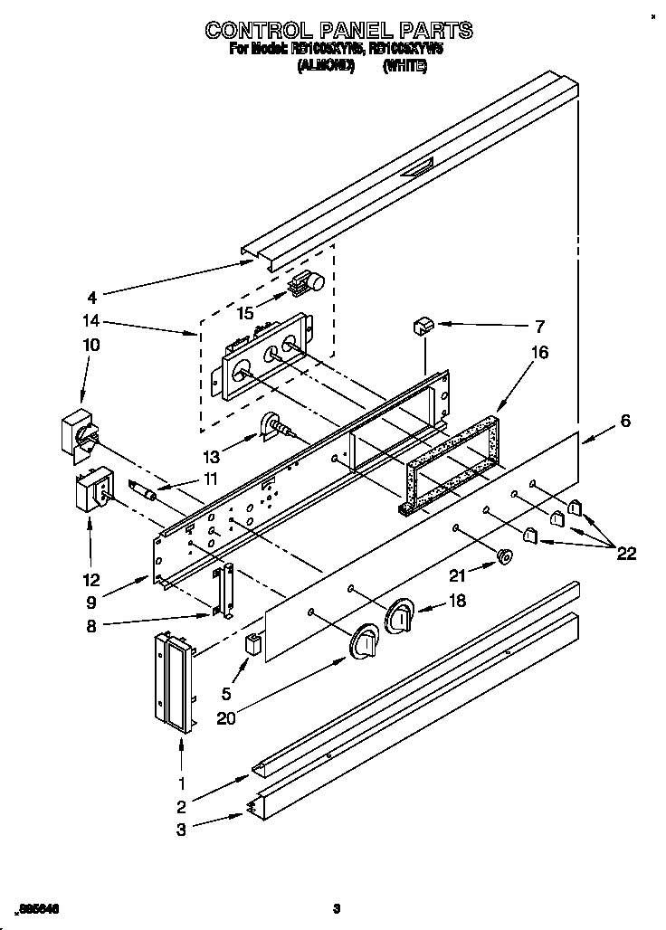 Whirlpool RB1005XYN5 control panel diagram