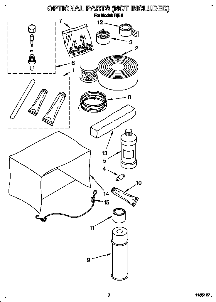 Whirlpool R514 optional parts (not included) diagram
