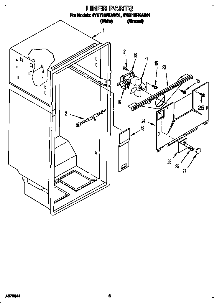 Whirlpool 4YET18PKAN01 liner diagram
