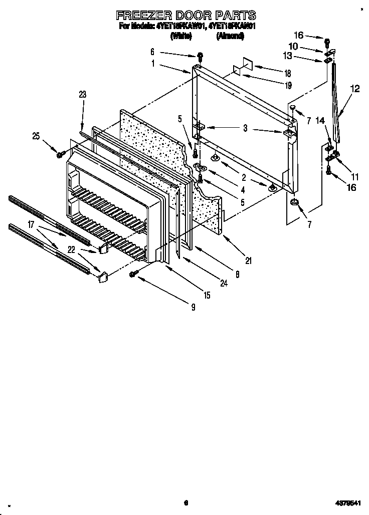 Whirlpool 4YET18PKAN01 freezer door diagram