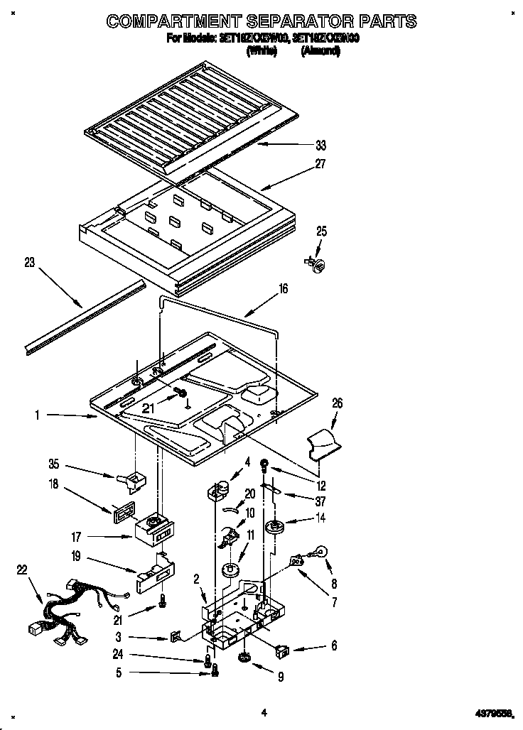 Whirlpool 3ET18ZKXBN00 compartment separator diagram