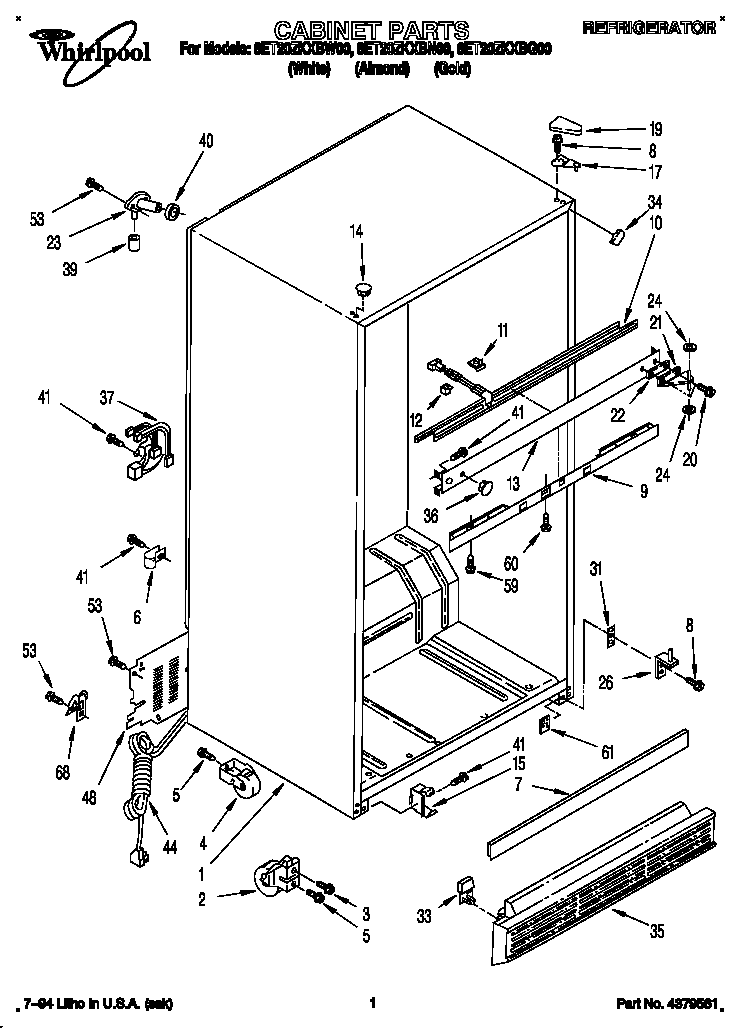 Whirlpool 8ET20ZKXBW00 cabinet diagram