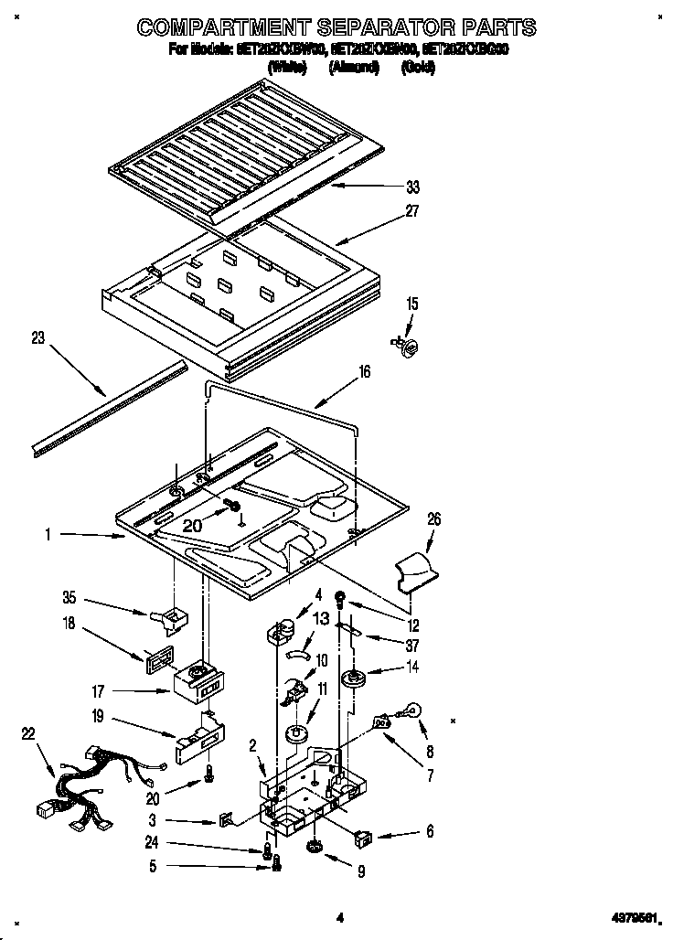 Whirlpool 8ET20ZKXBW00 compartment separator diagram