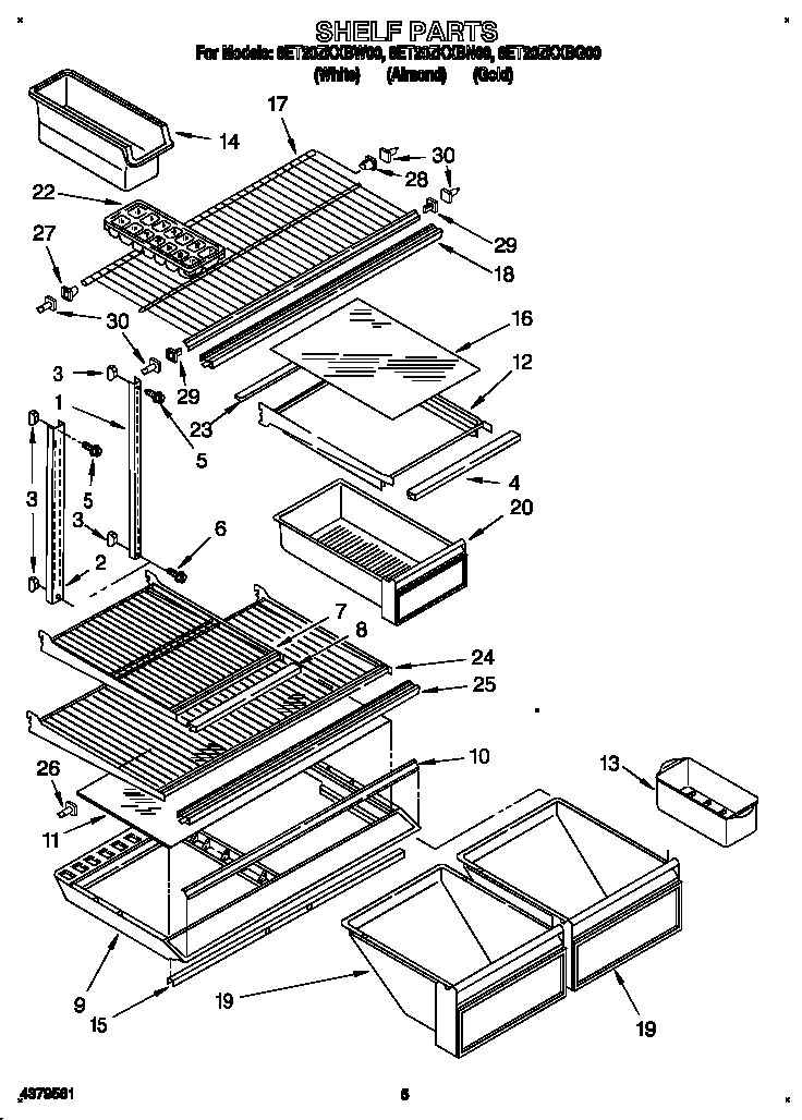 Whirlpool 8ET20ZKXBW00 shelf diagram
