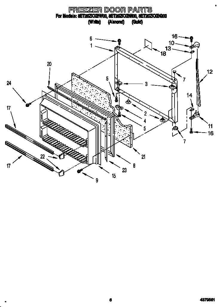 Whirlpool 8ET20ZKXBW00 freezer door diagram