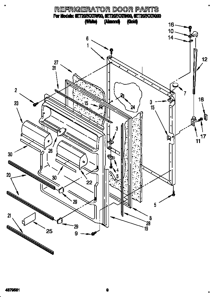 Whirlpool 8ET20ZKXBW00 refrigerator door diagram