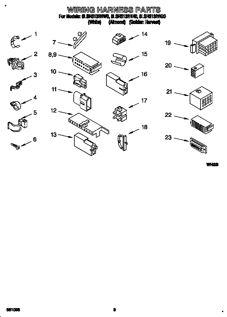 Whirlpool 8LSR5132BN0 wiring harness diagram