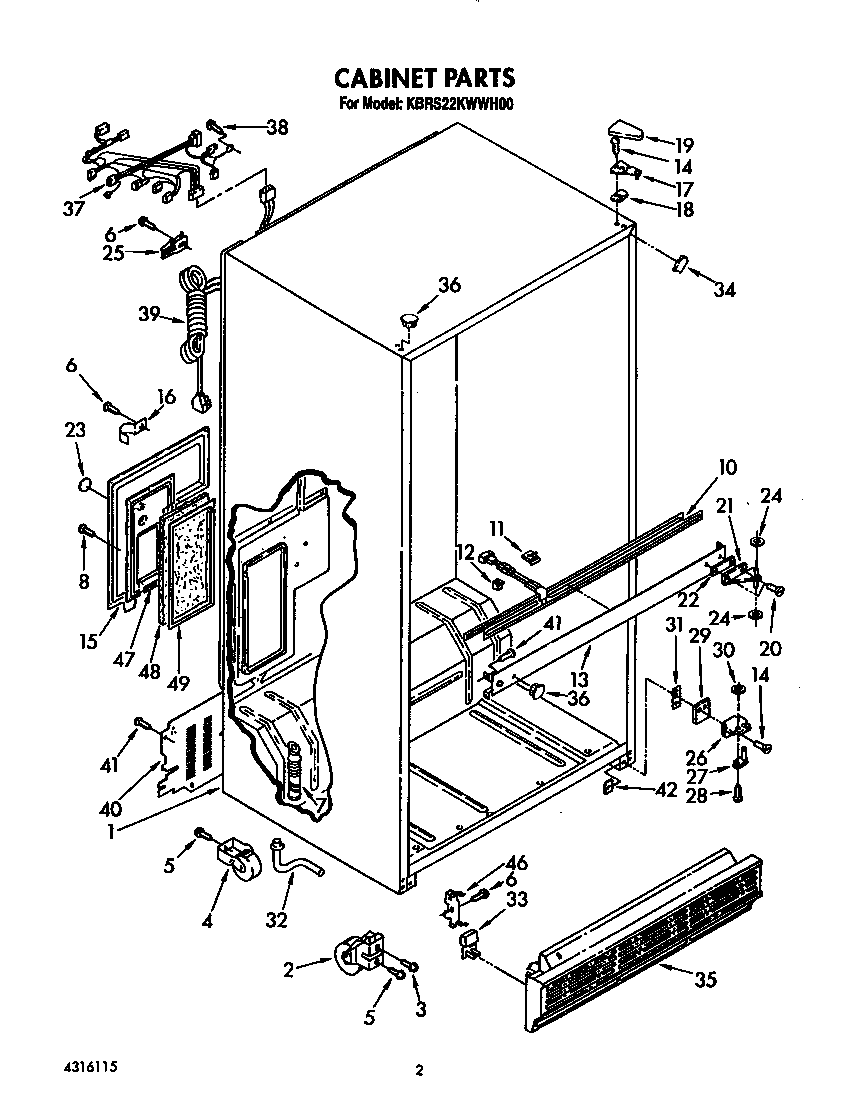 KitchenAid KBRS22KWAL00 cabinet diagram