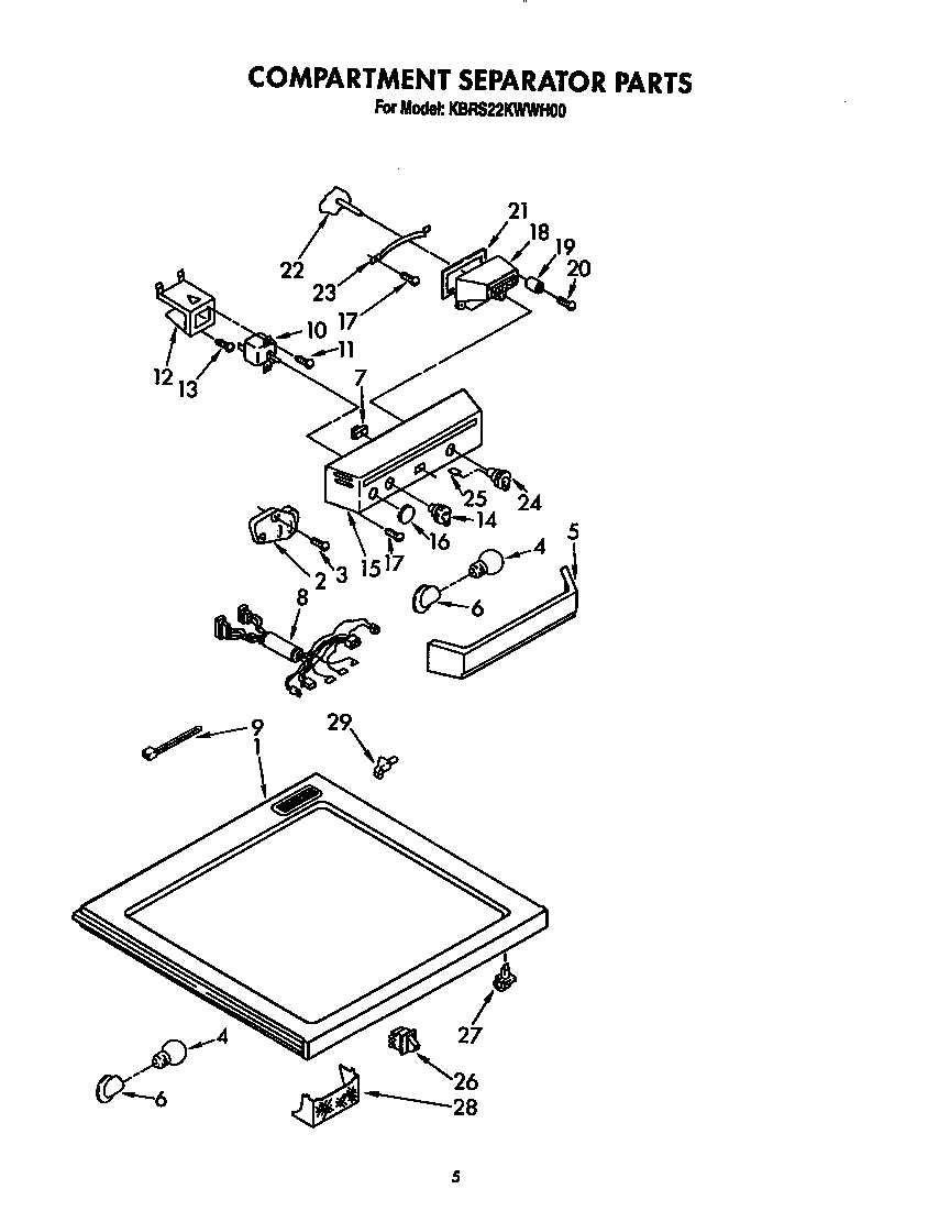 KitchenAid KBRS22KWAL00 compartment separator diagram