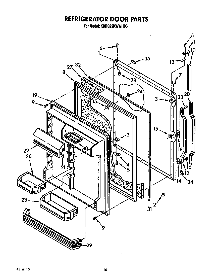 KitchenAid KBRS22KWAL00 refrigerator door diagram