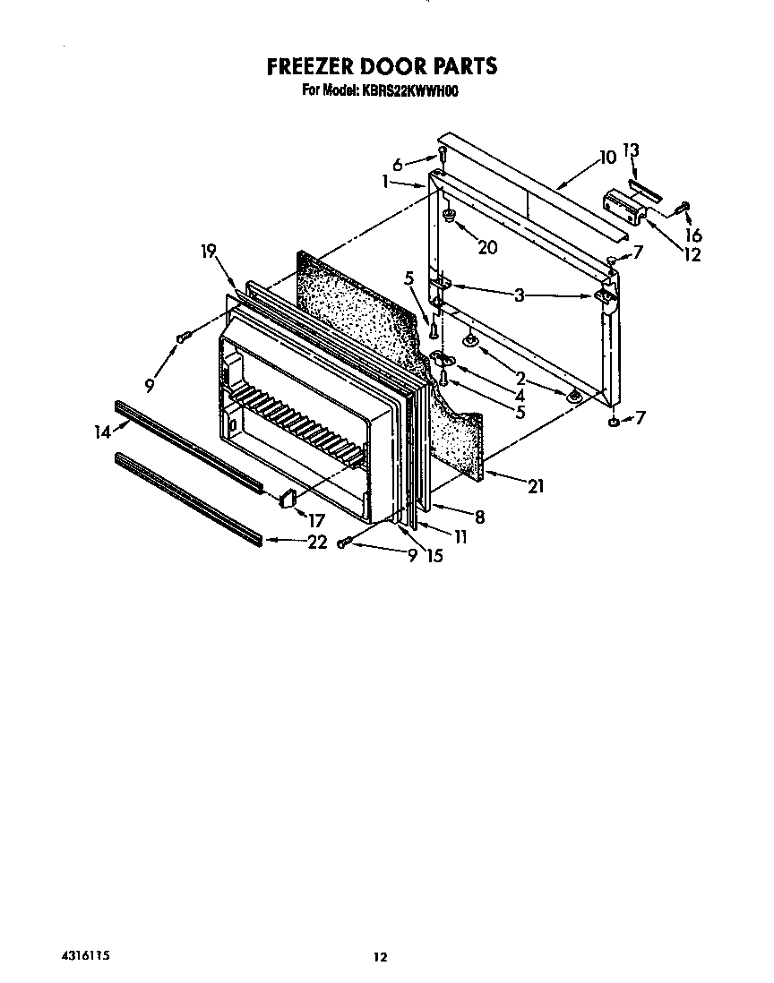 KitchenAid KBRS22KWAL00 freezer door diagram
