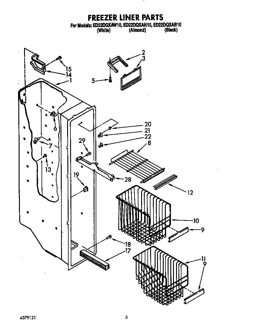 Whirlpool ED22DQXAB10 freezer liner diagram