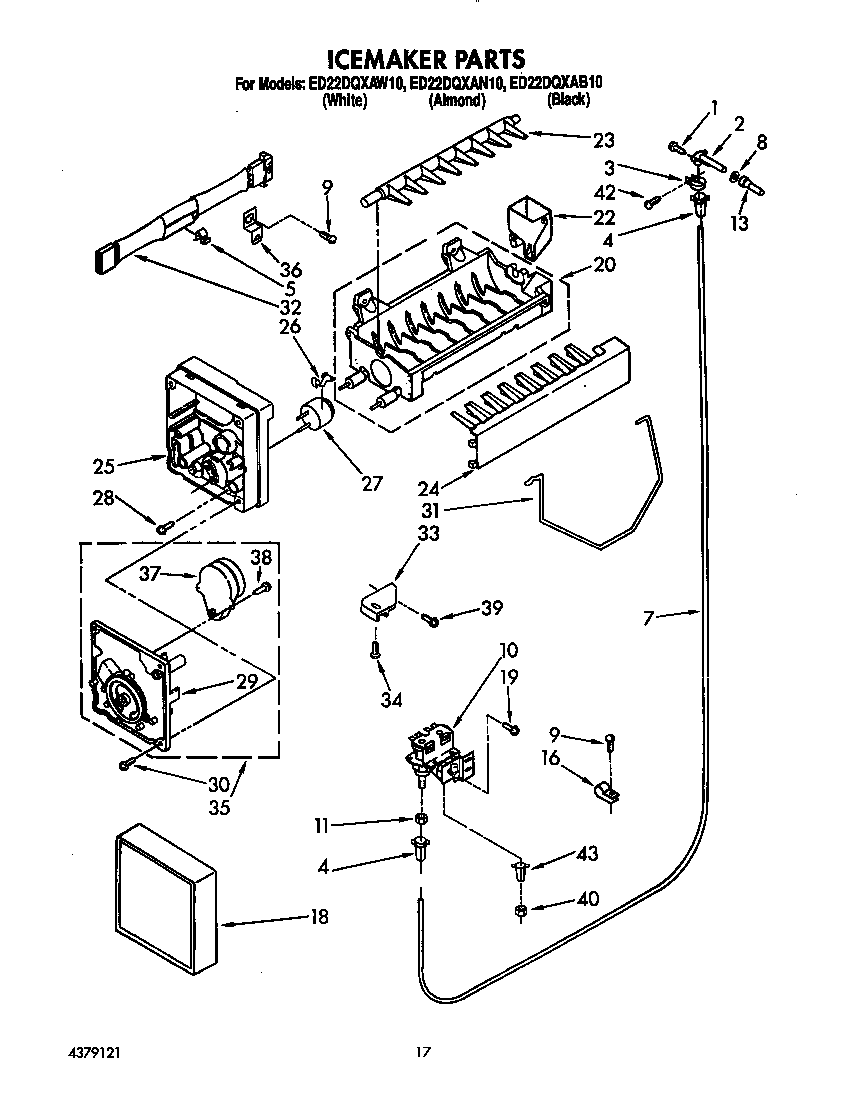 Whirlpool ED22DQXAB10 icemaker diagram
