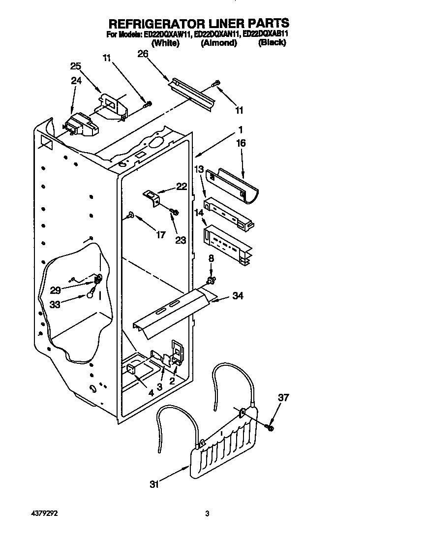 Whirlpool ED22DQXAW11 refrigerator liner diagram