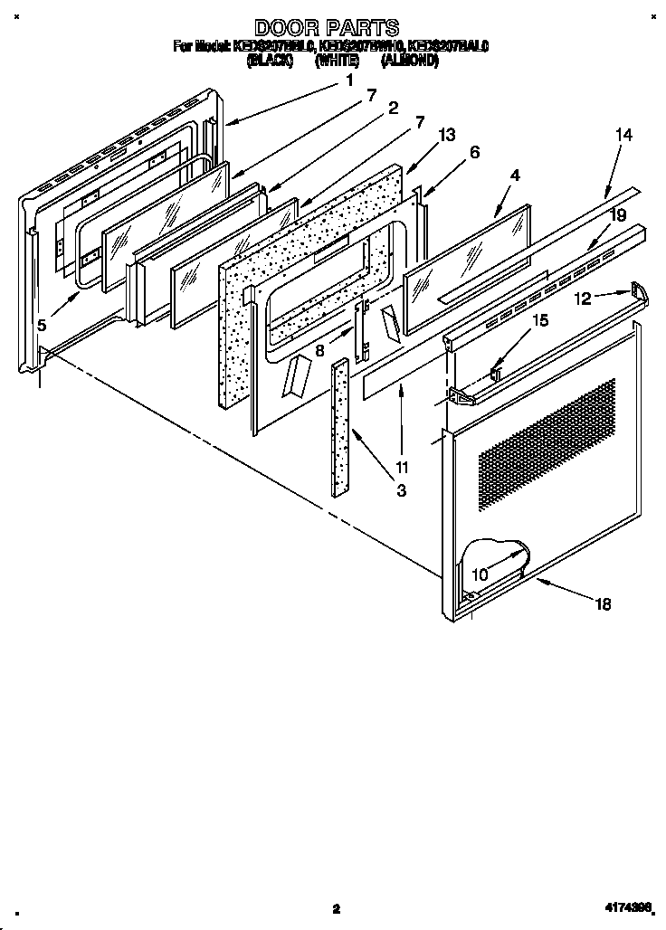 KitchenAid KEDS207BAL0 door diagram