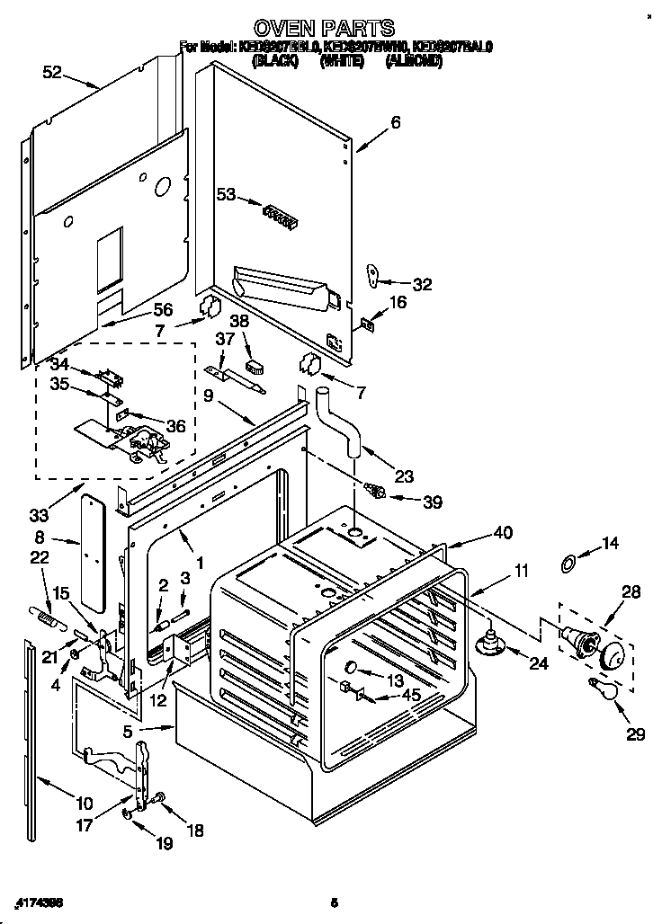 KitchenAid KEDS207BAL0 upper oven diagram