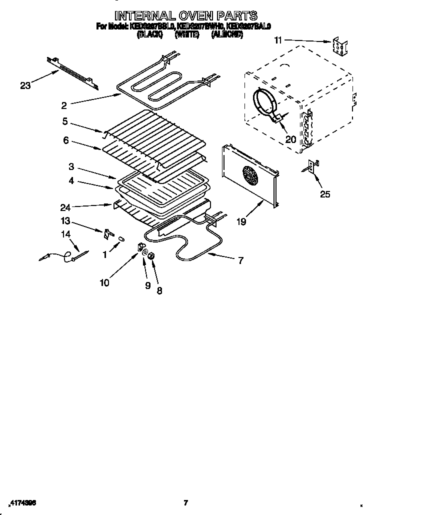 KitchenAid KEDS207BAL0 internal oven diagram