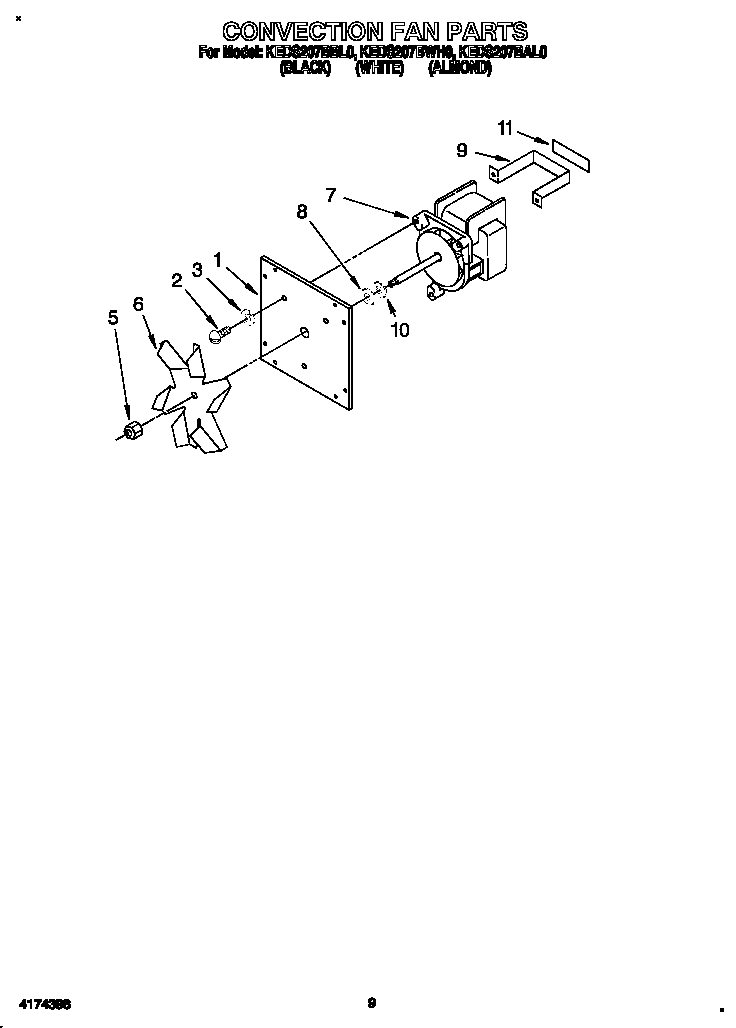 KitchenAid KEDS207BAL0 convection fan diagram