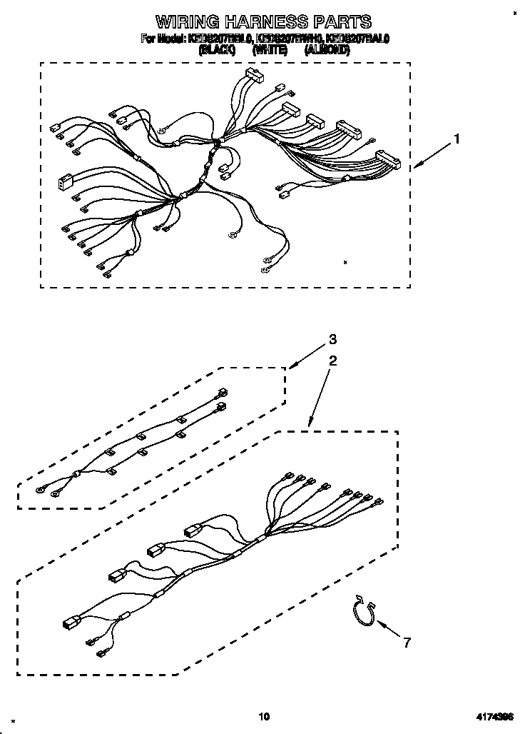 KitchenAid KEDS207BAL0 wiring harness diagram