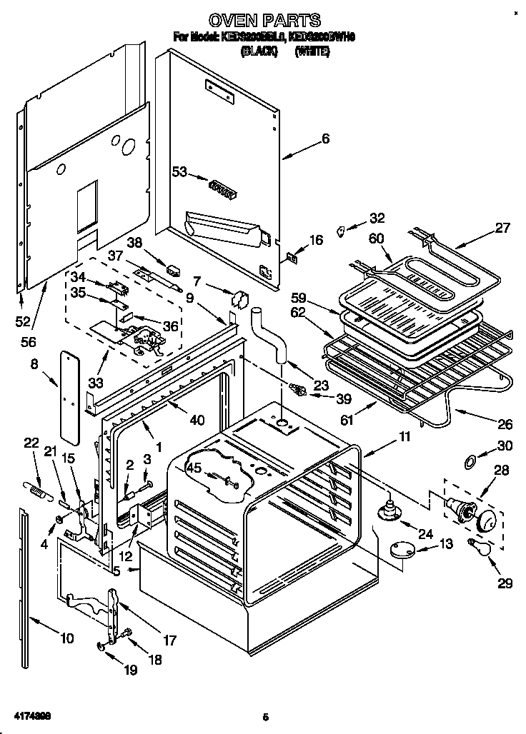 KitchenAid KEDS200BWH0 oven diagram