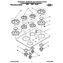 KitchenAid KGCT305BWH0 cooktop, burner and grate diagram