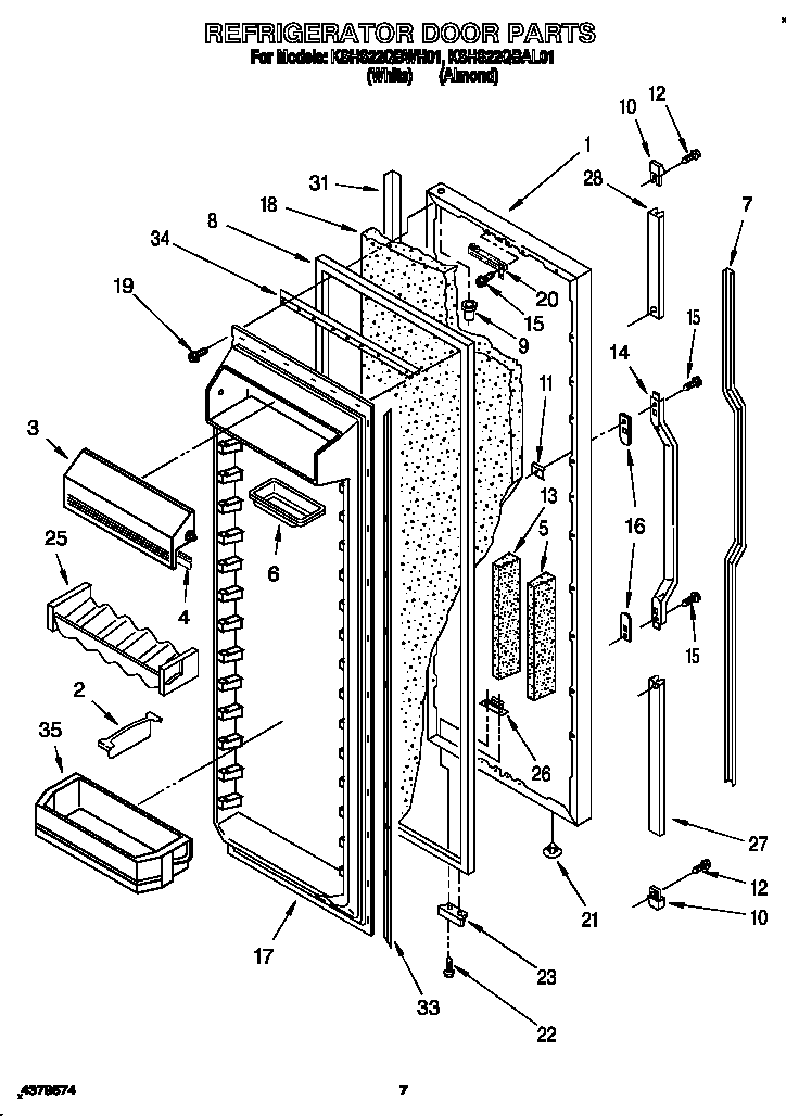 KitchenAid KSHS22QBAL01 refrigerator door diagram