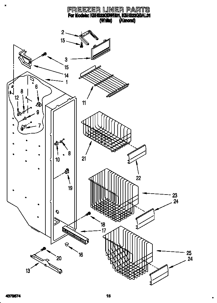 KitchenAid KSHS22QBAL01 freezer liner diagram