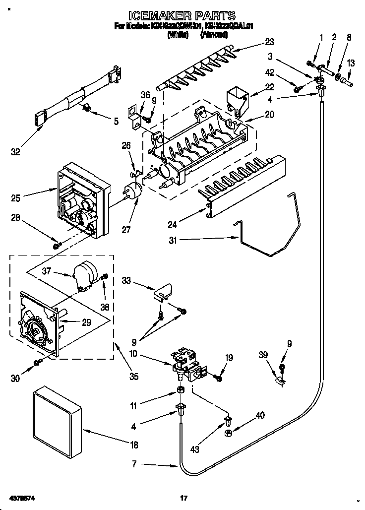 KitchenAid KSHS22QBAL01 icemaker diagram