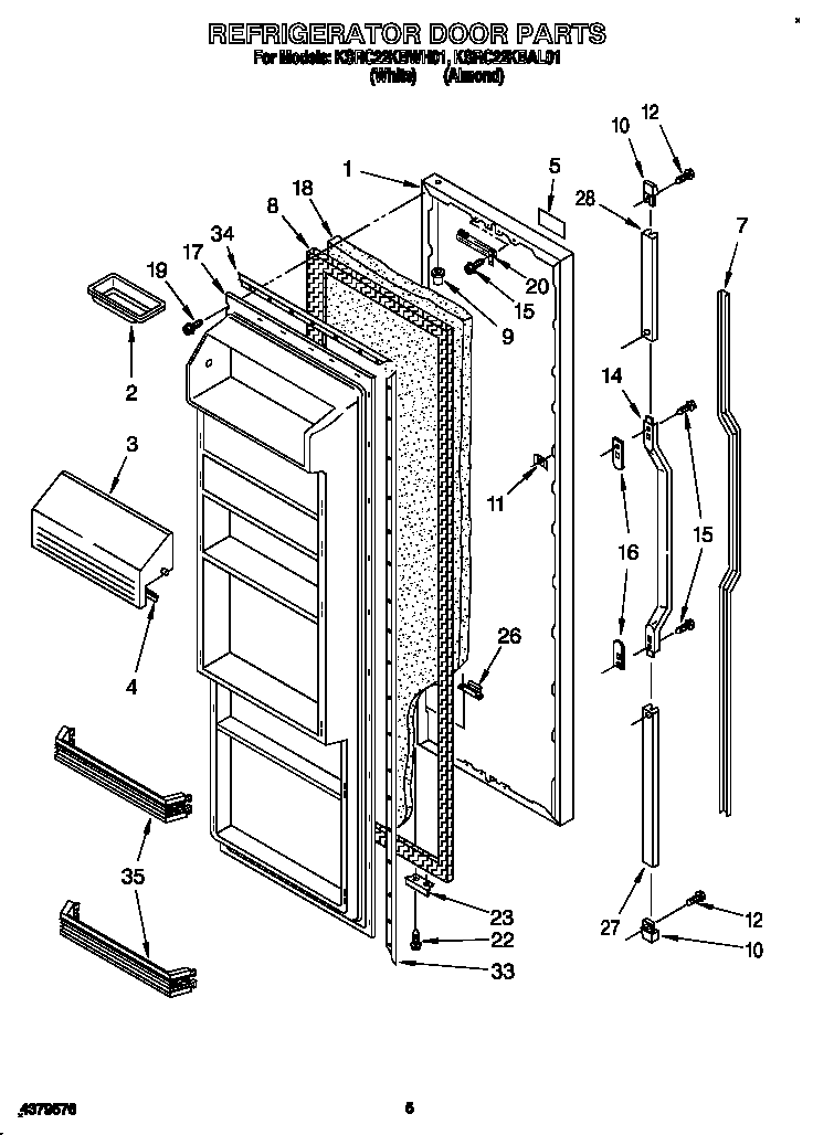 KitchenAid KSRC22KBWH01 refrigerator door diagram