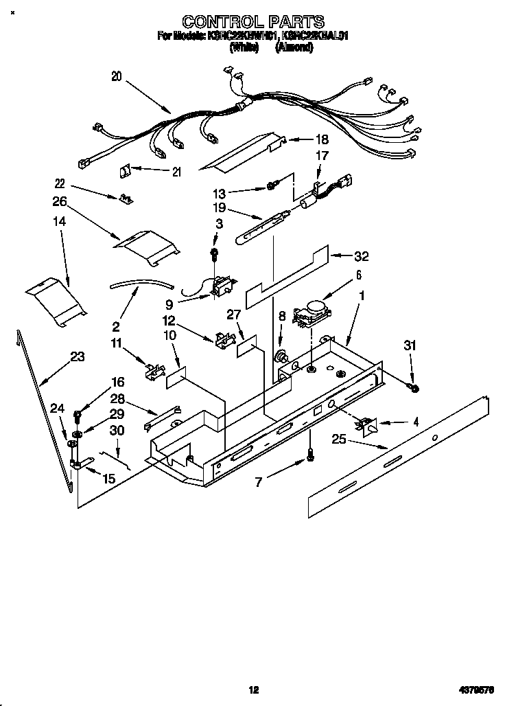KitchenAid KSRC22KBWH01 control diagram