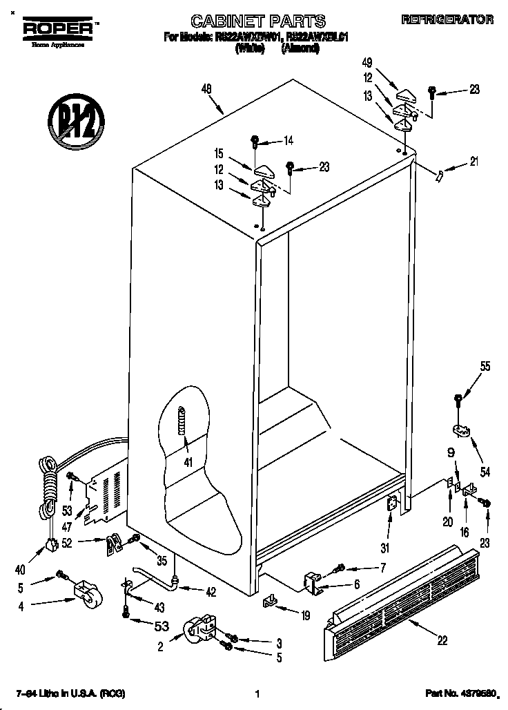 Roper RS22AWXBL01 cabinet diagram