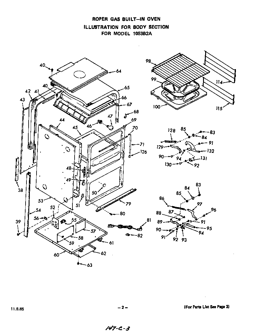 Roper 1053B2A body diagram