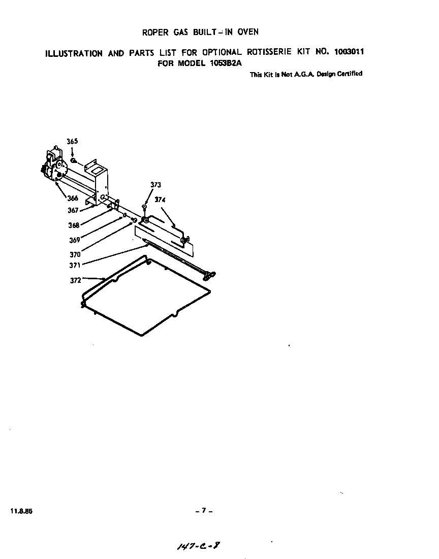 Roper 1053B2A rotisserie diagram