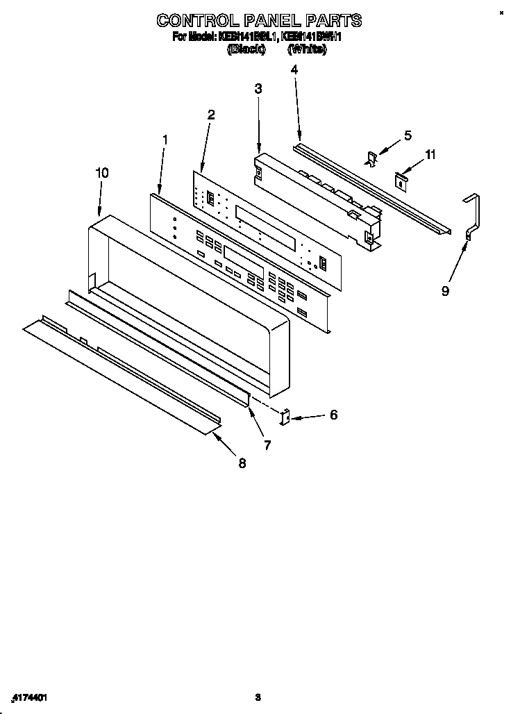 KitchenAid KEBI141BWH1 control panel diagram