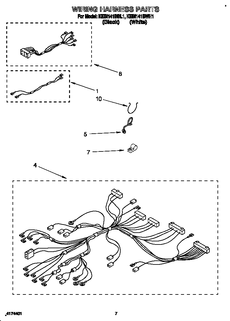 KitchenAid KEBI141BWH1 wiring harness diagram