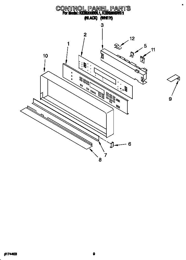 KitchenAid KEBI200BWH1 control panel diagram