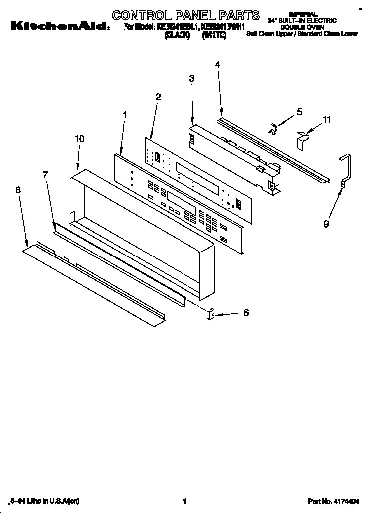 KitchenAid KEBI241BBL1 control panel diagram