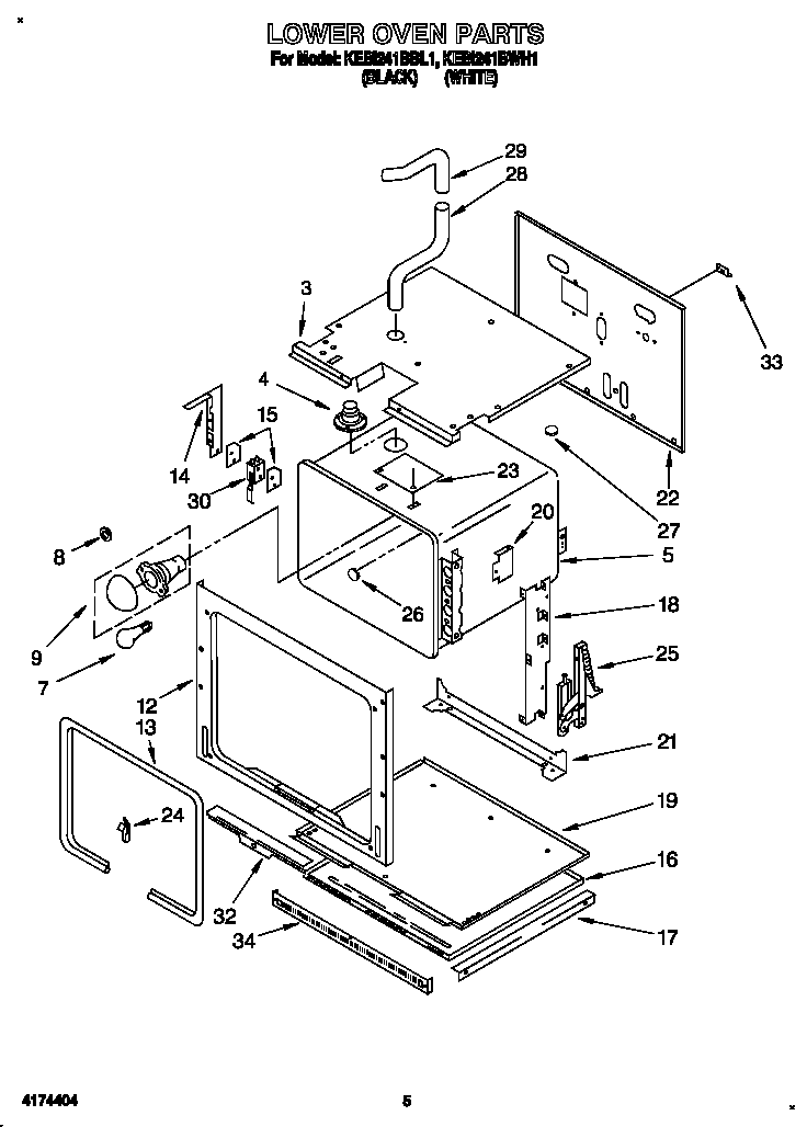 KitchenAid KEBI241BBL1 lower oven diagram